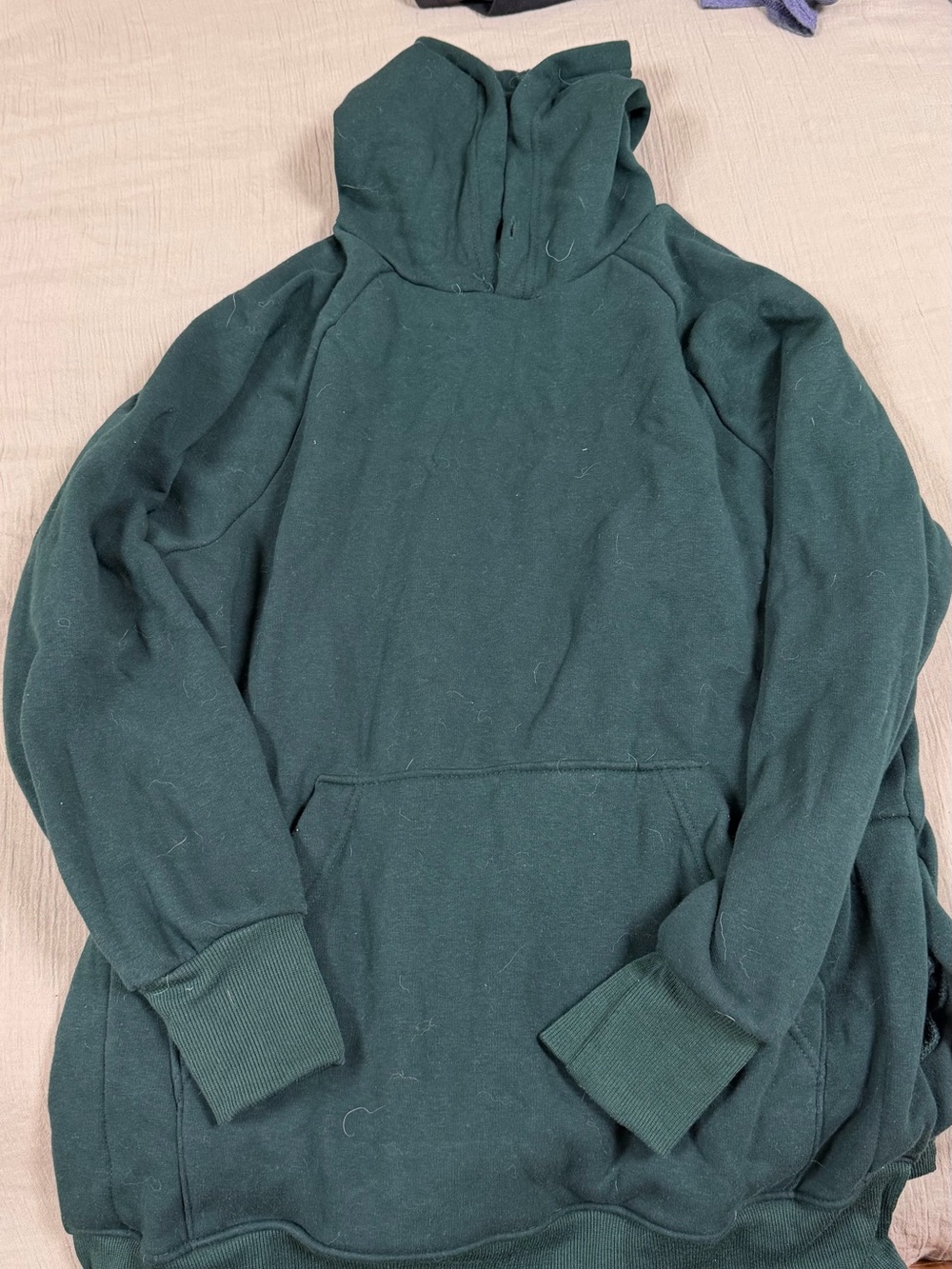 Dark Green Hooded Pullover Sweatshirt